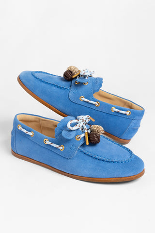 Mocassim Boat Shoe Cyprus Camurça Azul Loafer Larroudé