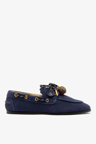 Mocassim Boat Shoe Cyprus Camurça Azul Loafer Larroudé