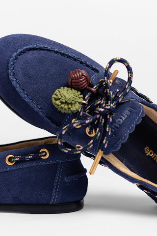 Mocassim Boat Shoe Cyprus Camurça Azul Loafer Larroudé