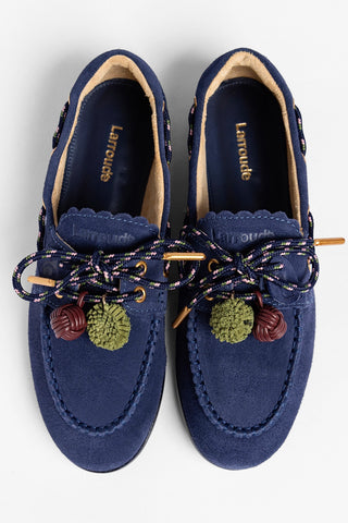 Mocassim Boat Shoe Cyprus Camurça Azul Loafer Larroudé
