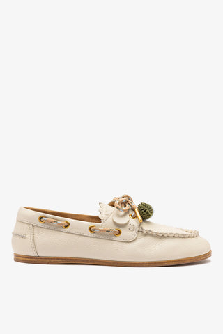 Mocassim Boat Shoe Cyprus Couro Off White