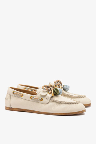 Mocassim Boat Shoe Cyprus Couro Off White