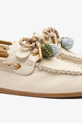 Mocassim Boat Shoe Cyprus Couro Off White