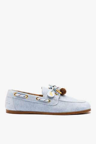 Mocassim Boat Shoe Cyprus Jeans e Couro Azul