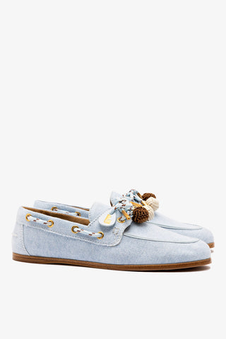 Mocassim Boat Shoe Cyprus Jeans e Couro Azul