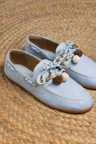 Mocassim Boat Shoe Cyprus Jeans e Couro Azul
