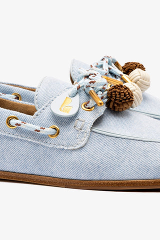 Mocassim Boat Shoe Cyprus Jeans e Couro Azul