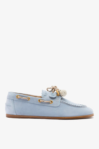 Mocassim Boat Shoe Cyprus Camurça Azul Loafer Larroudé