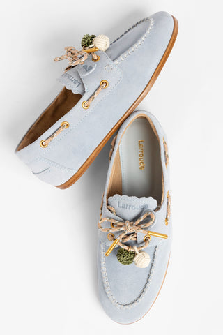 Mocassim Boat Shoe Cyprus Camurça Azul Loafer Larroudé