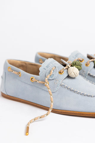 Mocassim Boat Shoe Cyprus Camurça Azul Loafer Larroudé