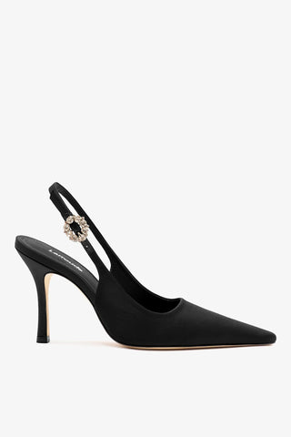 Slingback Carine Cetim Preto Pump Larroudé