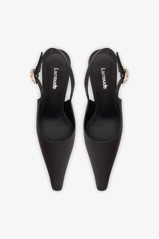 Slingback Carine Cetim Preto Pump Larroudé