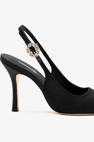Slingback Carine Cetim Preto Pump Larroudé
