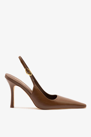 Slingback Carine Couro Marrom