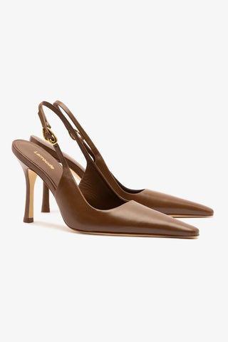 Slingback Carine Couro Marrom