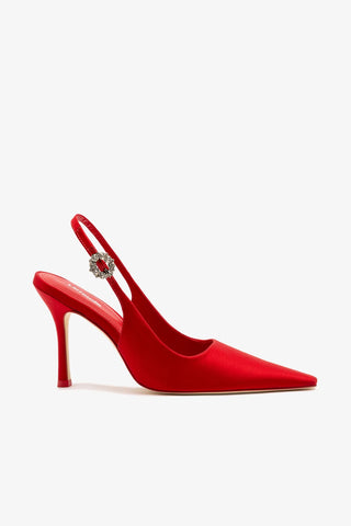 Slingback Carine Cetim Vermelho