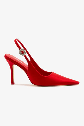 Slingback Carine Cetim Vermelho