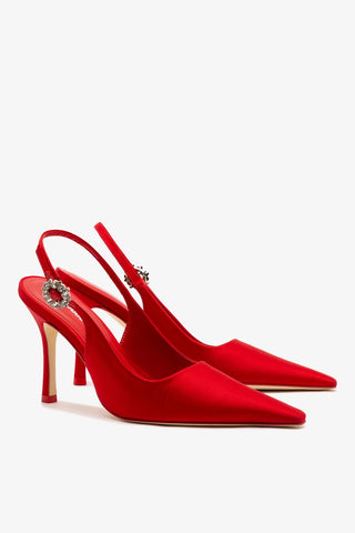 Slingback Carine Cetim Vermelho