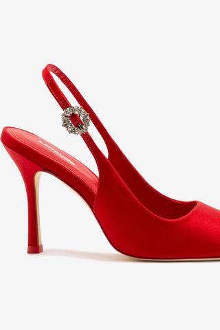 Slingback Carine Cetim Vermelho