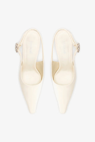 Slingback Carine Cetim Branco Pump Larroudé