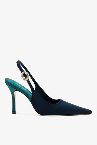 Slingback Carine Cetim Azul Pump Larroudé
