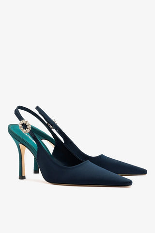 Slingback Carine Cetim Azul Pump Larroudé