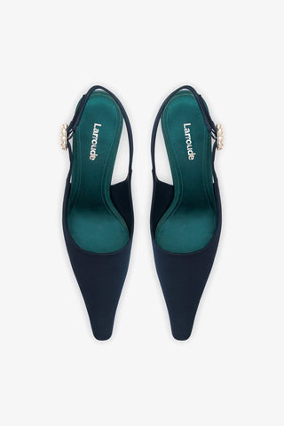 Slingback Carine Cetim Azul Pump Larroudé