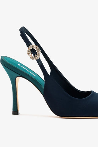 Slingback Carine Cetim Azul Pump Larroudé