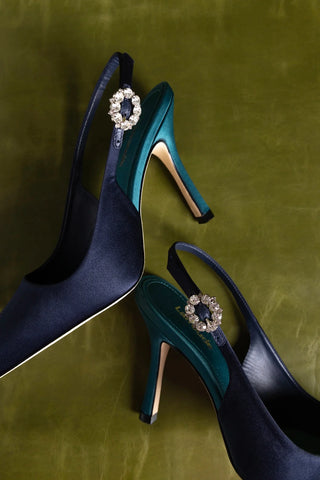 Slingback Carine Cetim Azul Pump Larroudé