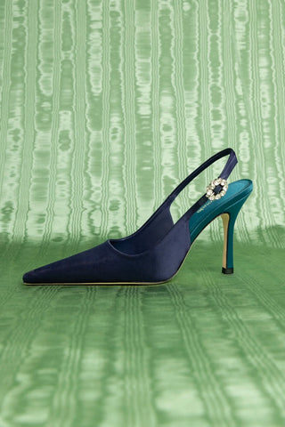 Slingback Carine Cetim Azul Pump Larroudé