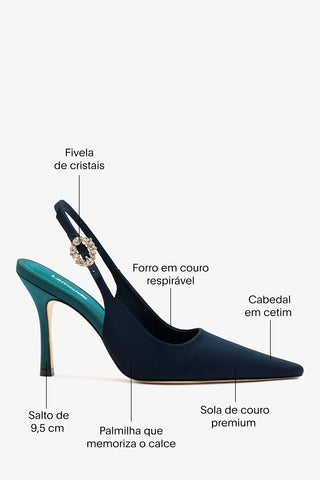 Slingback Carine Cetim Azul Pump Larroudé