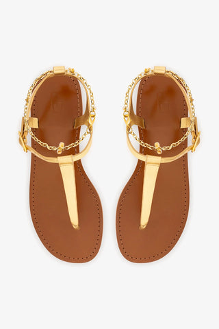 Sandália Flat Gipsy Couro Dourado