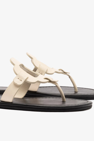 Sandália Flat Margherita Couro Off White