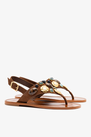 Sandália Flat Talitha Camurça Marrom Flat - Sandal Larroudé