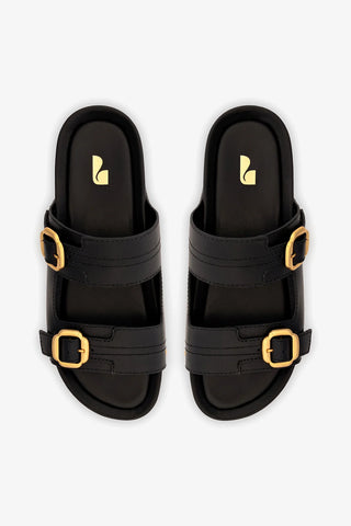 Flatform Milan Sport Couro Preto