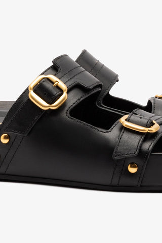 Flatform Milan Sport Couro Preto