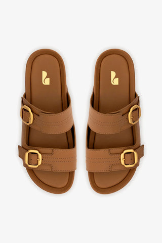 Flatform Milan Sport Couro Caramelo