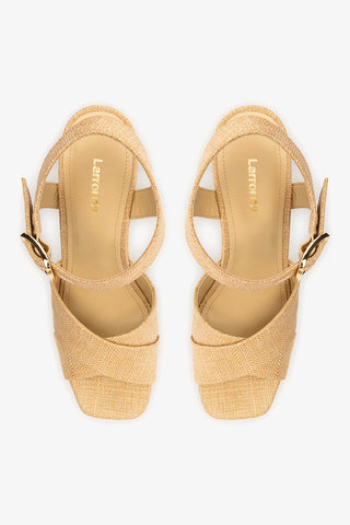 Sandália Plataforma Cher Ráfia Bege Womens - Shoes - Sandals Larroudé