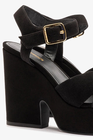 Sandália Plataforma Cher Camurça Preto