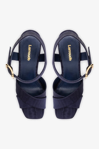 Sandália Plataforma Cher Seda Azul Womens - Shoes - Sandals Larroudé