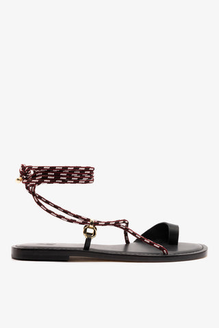 Sandália Flat Antibes Couro Preto