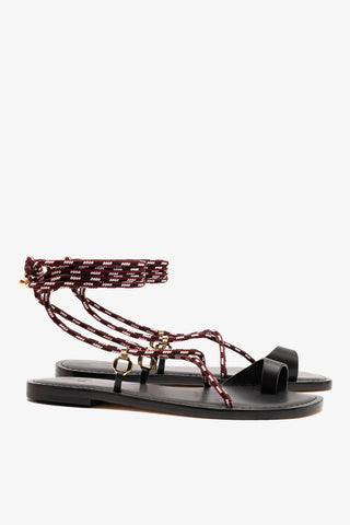 Sandália Flat Antibes Couro Preto