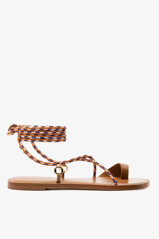 Sandália Flat Antibes Couro Caramelo