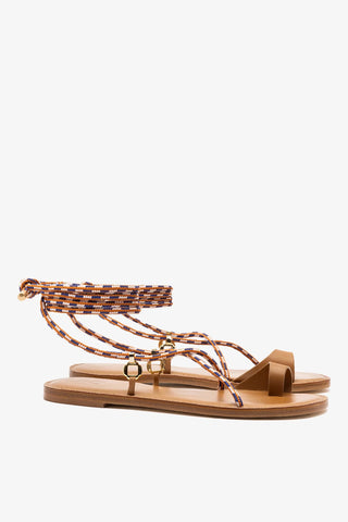 Sandália Flat Antibes Couro Caramelo