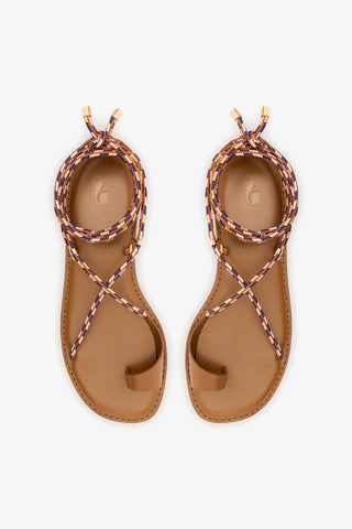 Sandália Flat Antibes Couro Caramelo