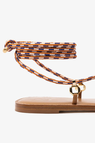 Sandália Flat Antibes Couro Caramelo