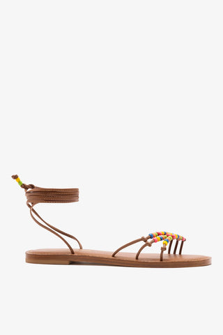 Larroudé x Ciao Lucia: Sandália Flat Susana Couro Caramelo Sandal Larroudé x Ciao Lucia