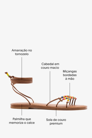 Larroudé x Ciao Lucia: Sandália Flat Susana Couro Caramelo Sandal Larroudé x Ciao Lucia