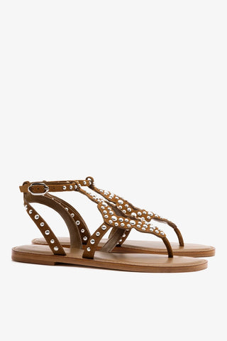 Sandália Flat Fiorella Camurça Caramelo