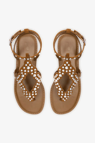 Sandália Flat Fiorella Camurça Caramelo